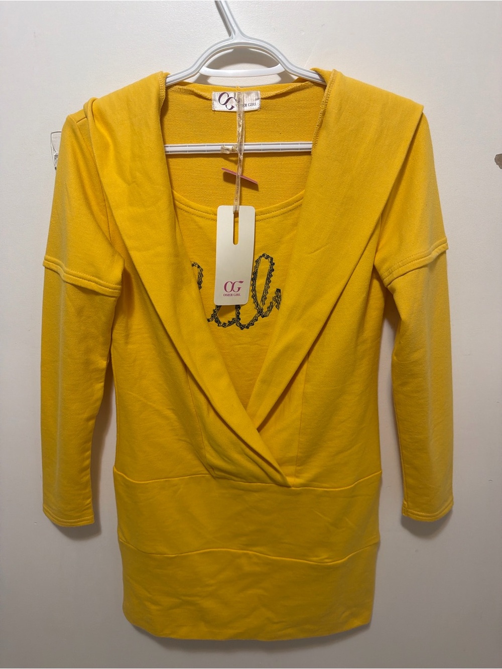 Girls' Casual Hooded Wrap Dress in Bright Yellow